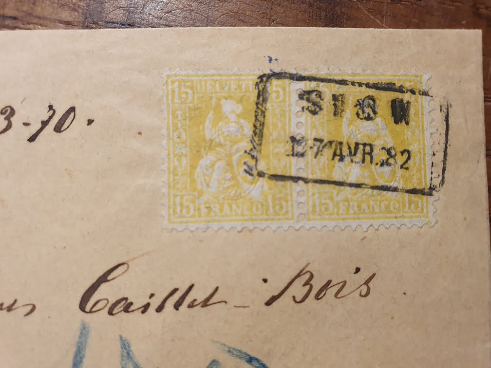 Schweiz sitzende Helvetia 1881 Nr. 47 Paar auf Brief – Bild 2