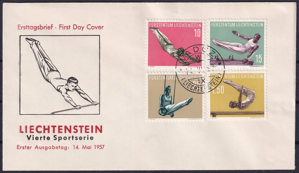 Liechtenstein 1957 Nr. 297 bis 300 FDC