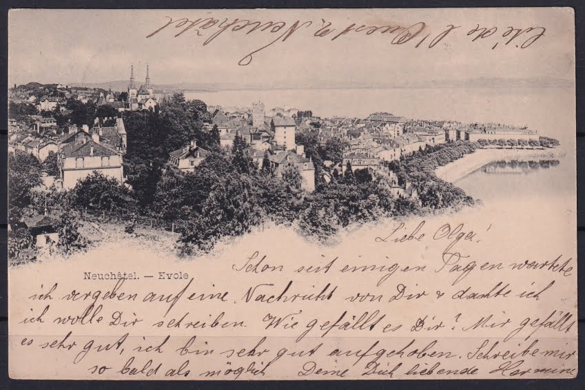 Schweiz Lithographie 1899 Neuchatel