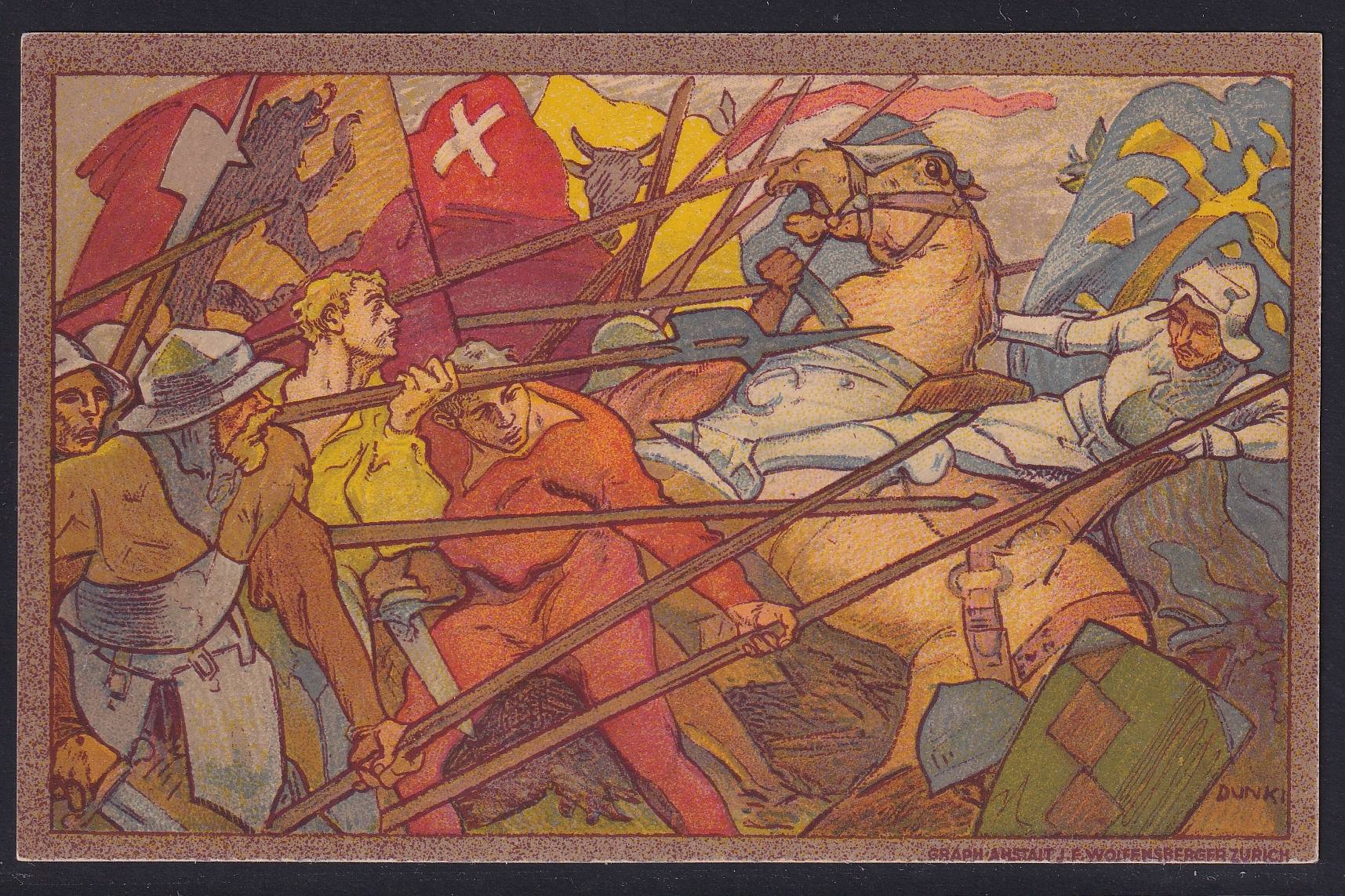 Schweiz Bundesfeierkarte 1911 Nr. 2 "Burgunderkriege" ungebraucht