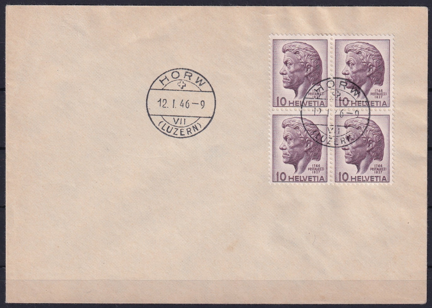 Schweiz 1946 SBK Nr. 275 Viererblock - FDC