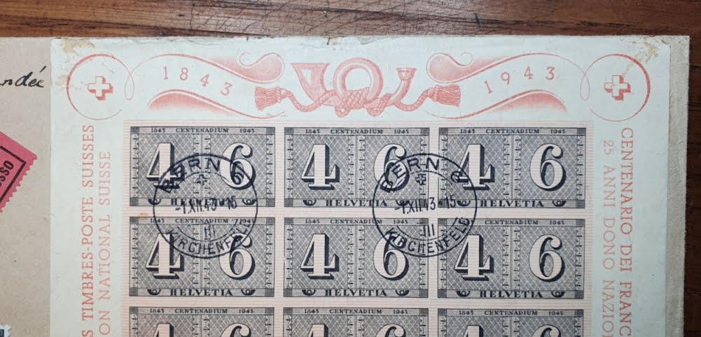 Schweiz Blocks 1943 Block 9 Luxusblatt auf portogerechtem Express Zensur Brief – Bild 4