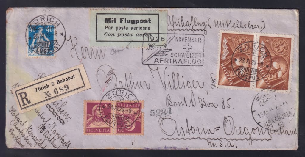 Schweiz, 1. Schweizer Afrikaflug bis Alexandria, SF 26.7