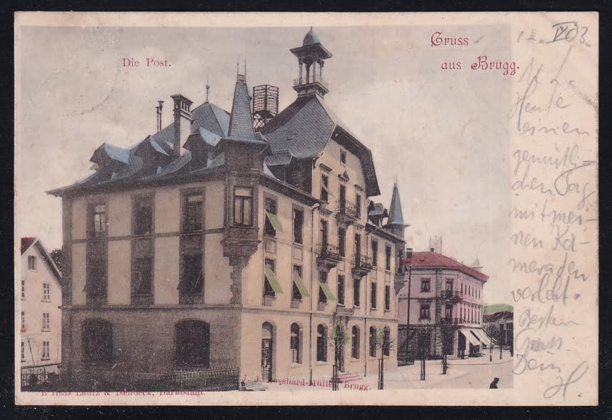 Schweiz Ansichtskarten, Gruss aus Brugg, die Post