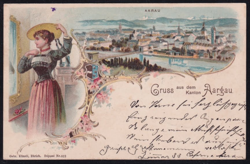 Schweiz Ansichtskarten, Lithographien, Gruss aus dem Kanton Aargau