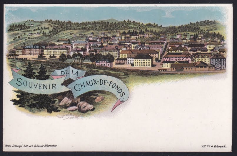 Schweiz Lithographie Souvenir de la CHAUX-DE-FONDS