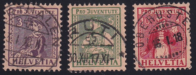 Schweiz Pro Juventute 1917 Nr.7-9, komplette Serie