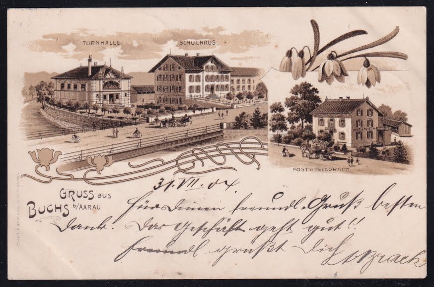 Schweiz Ansichtskarten, Lithokarte, Gruss aus Buchs/b.Aarau