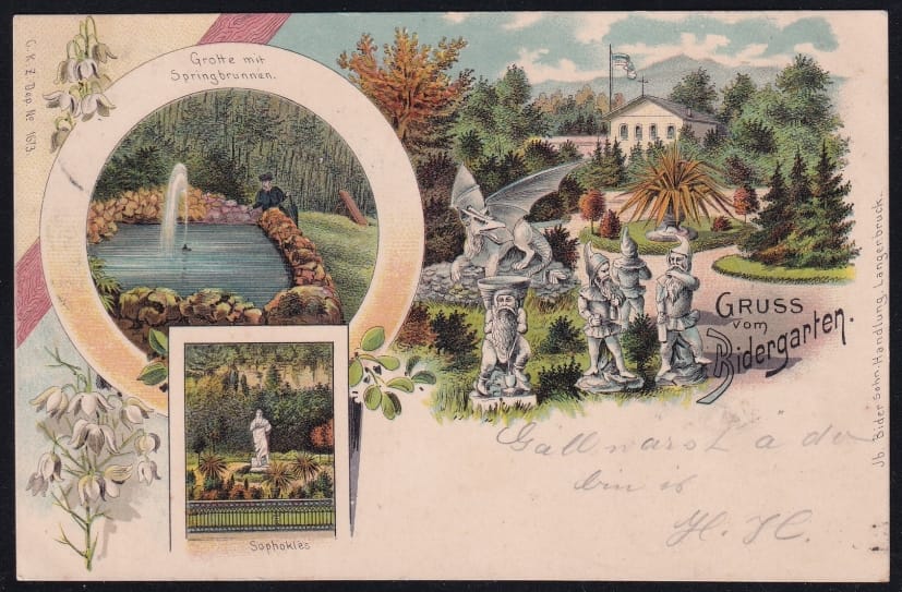 Schweiz Ansichtskarten, Lithokarte, Gruss vom Bidergarten