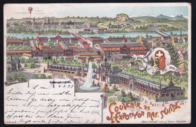 Schweiz Ansichtskarten, Lithokarte Souvenir Nationale Suisse