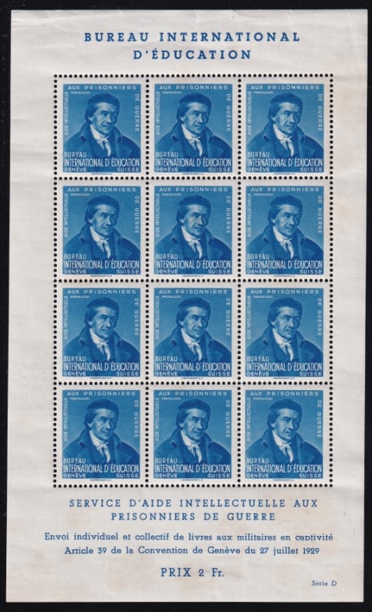 Schweiz, BIE, Kleinbogen Nr.IV, Pestalozzi, blau