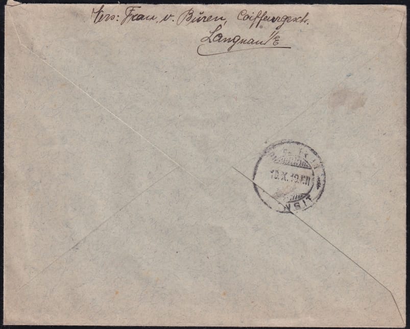 Schweiz Frankaturen ab 1907, Express-Brief ab Langnau – Bild 2