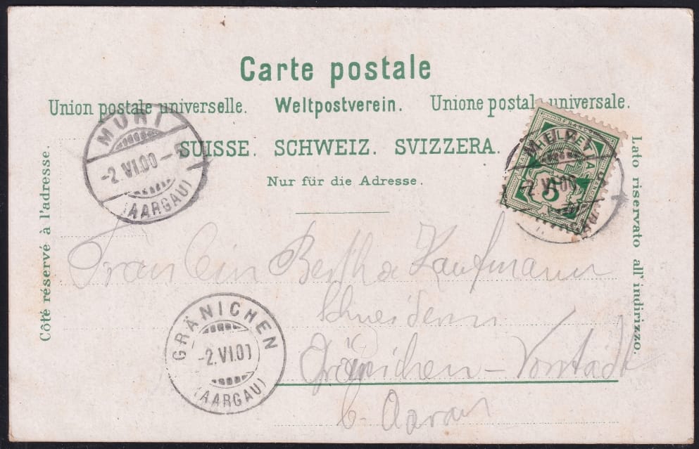 Schweiz Lithographie 1900 "Gruss aus Muri" – Bild 2