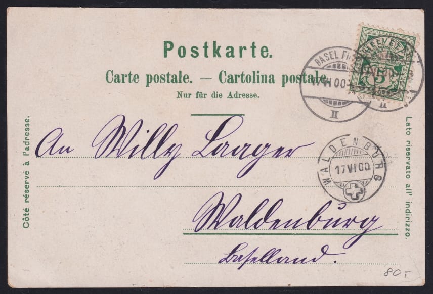 Schweiz Lithographie Gruss aus Basel, 3 Bilder – Bild 2