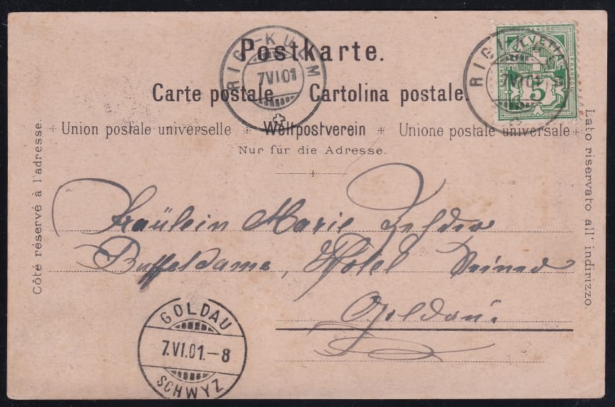 Schweiz Lithographien, Gruss vom Rigi, 2 Bilder, Farblitho – Bild 2