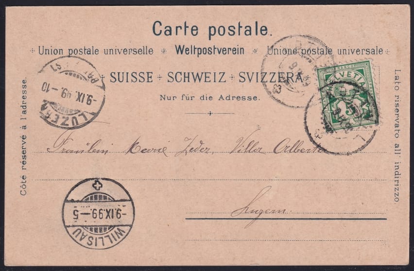 Schweiz Lithographien, Gruss vom Rigi, Panorama vom Rigi-Kaltbad – Bild 2