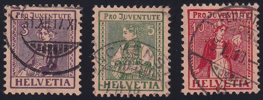 Schweiz Pro Juventute 1917 Nr. J7-J9, komplette Serie
