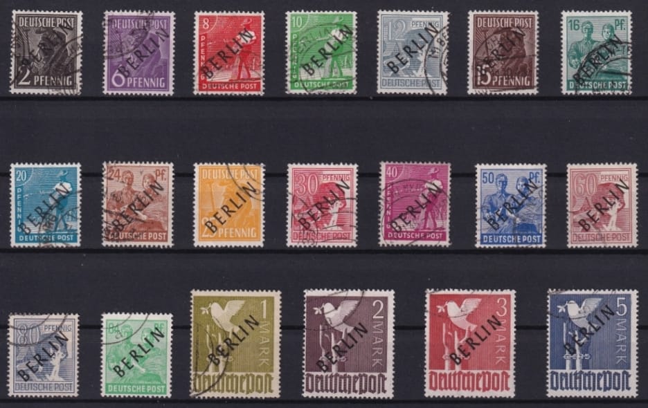 Berlin 1948 Schwarzaufdrucke gestempelt