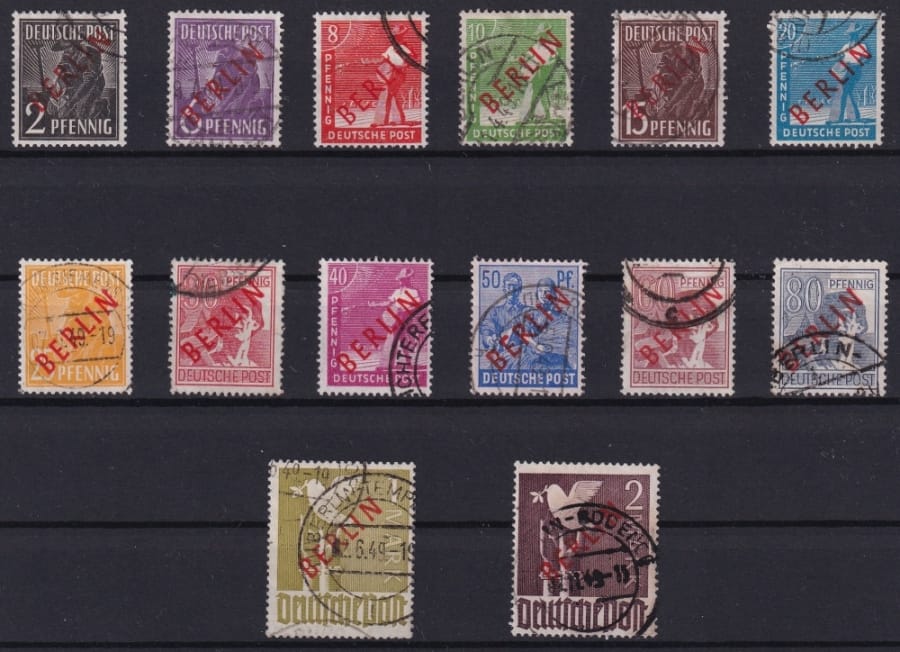 Berlin 1949 Rotaufdrucke gestempelt, teilweise signiert