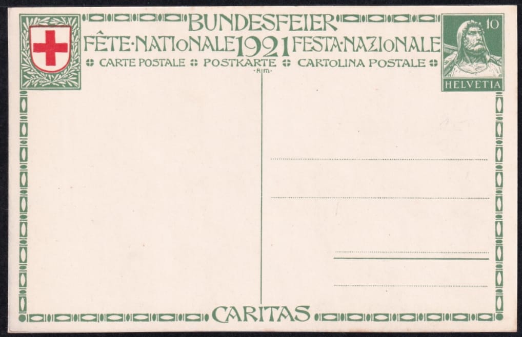 Schweiz Bundesfeierkarten 1921, Verwundetentransport – Bild 2