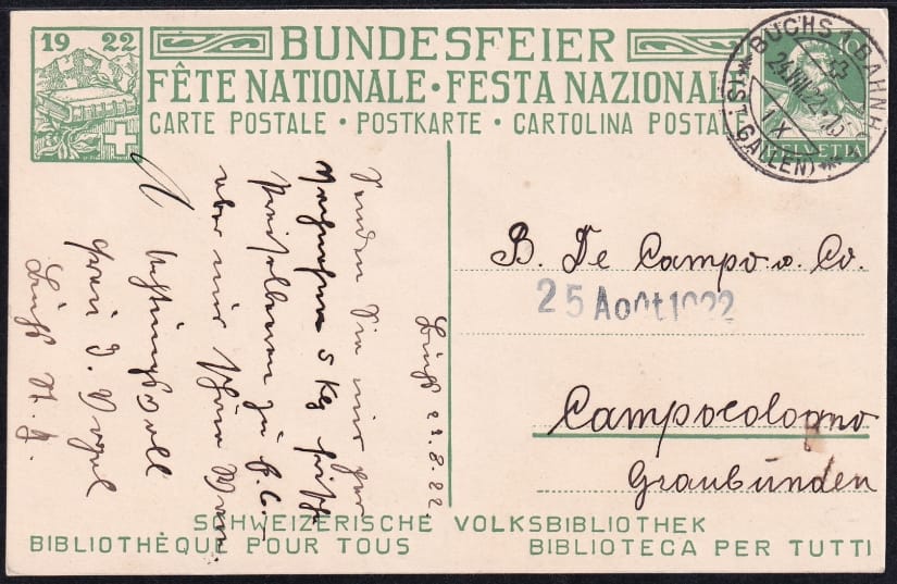 Schweiz Bundesfeierkarten 1922, Vater mit Sohn – Bild 2