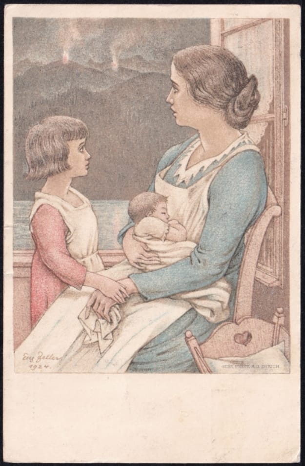 Schweiz Bundesfeierkarten 1924, Mutter mit Kindern