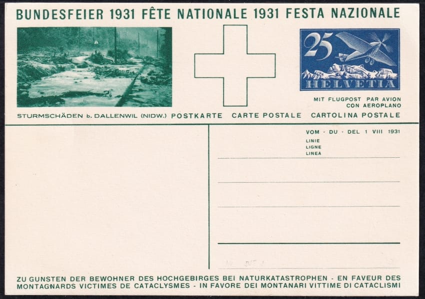 Schweiz Bundesfeierkarten 1931, Senn mit Ziegen, Dallenwil – Bild 2