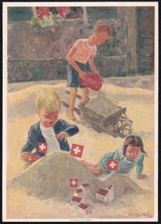 Schweiz Bundesfeierkarten 1937, Spielende Kinder, nicht gelaufen – Bild 2