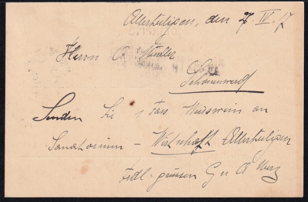 Schweiz Portofreiheit Nr. 24b, Sanatorium Allerheiligen, Stempel Bahnpost/Ambulant 2343 – Bild 2