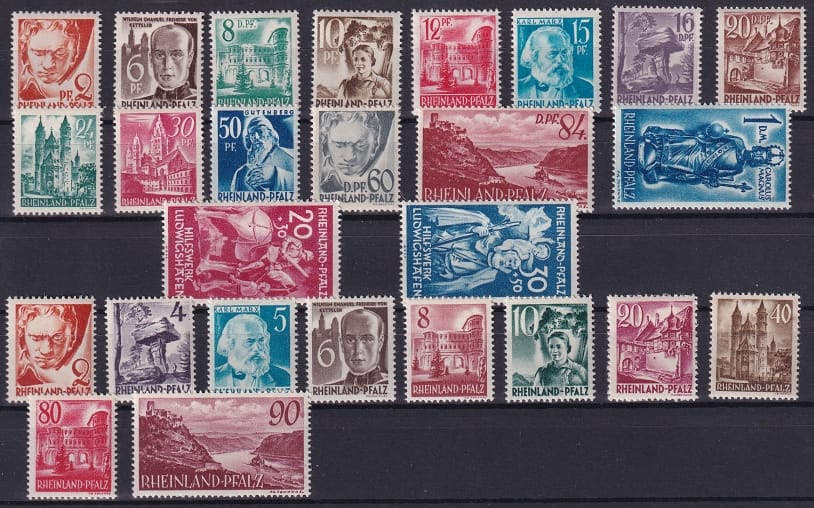 Deutschland 1948 Franz. Zone Rheinland Pfalz, Freimarken komplette Serien