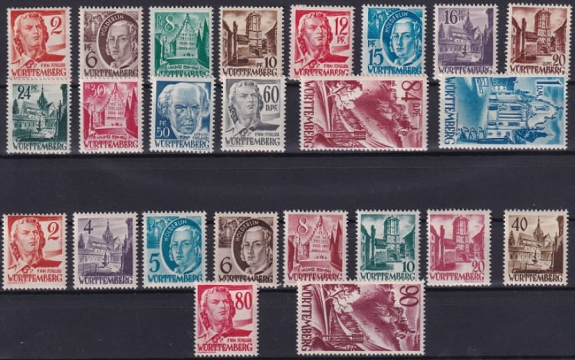 Deutschland 1948 Franz. Zone Württemberg, Freimarken komplette Serie