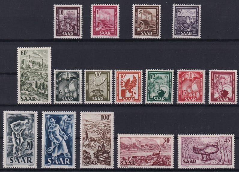 Deutschland 1949 Saar, Freimarken, komplette Serie