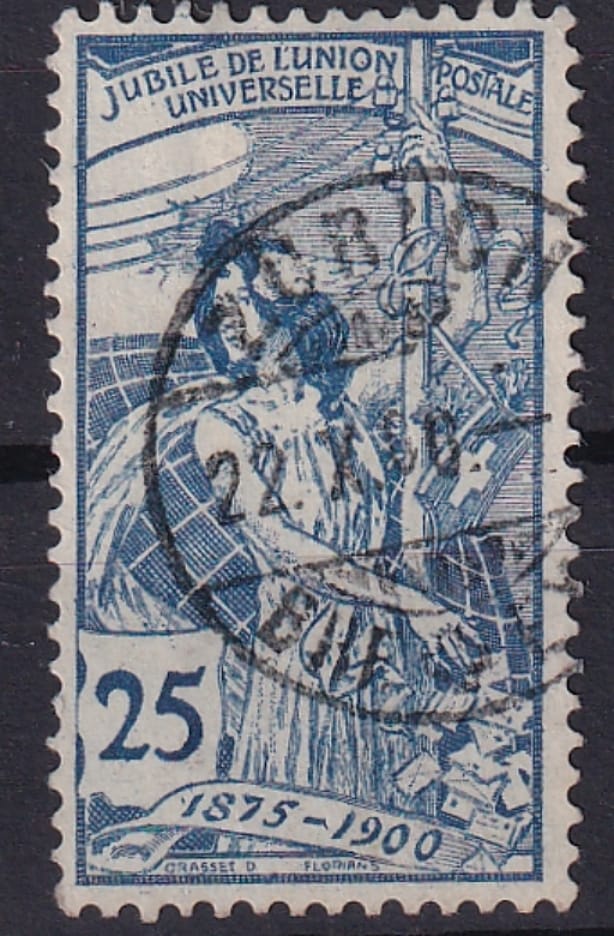 Schweiz, Freimarken 1900, UPU 25 Rp. blau, sauber gestempelt ZÜRICH