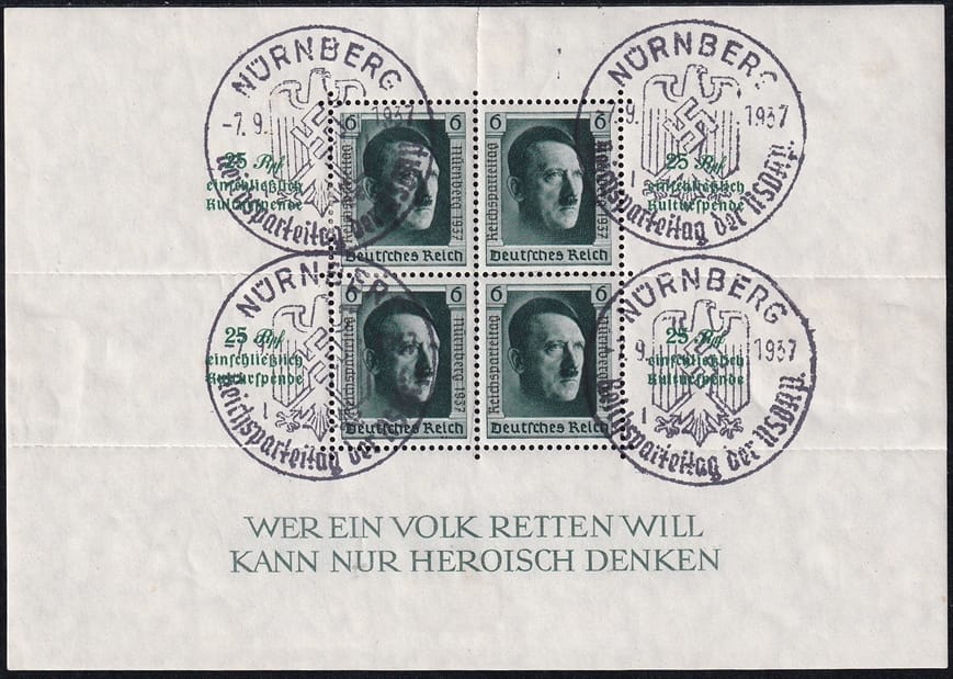 Deutsches Reich 1937 Reichsparteitag, passender Sonderstempel
