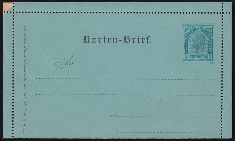 Österreich 1890 Kartenbrief Nr. K 15 ungebraucht
