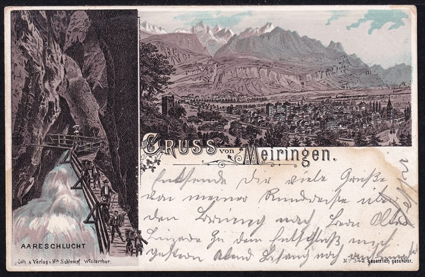 Lithokarten, Gruss von Meiringen