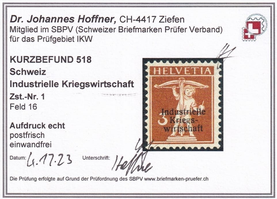 Dienst IKW (D I) Nr. 1 dünne Schrift - postfrisch – Bild 2