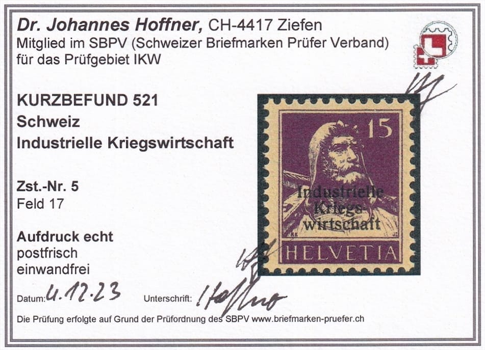 Dienst IKW (D I) Nr. 5 dünne Schrift - postfrisch – Bild 2