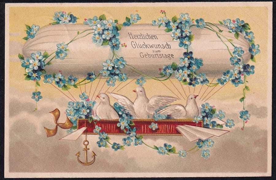 Lithokarten 1909 - "Herzlichen Glückwunsch zum Geburtstage" - gestempelt STALLIKON
