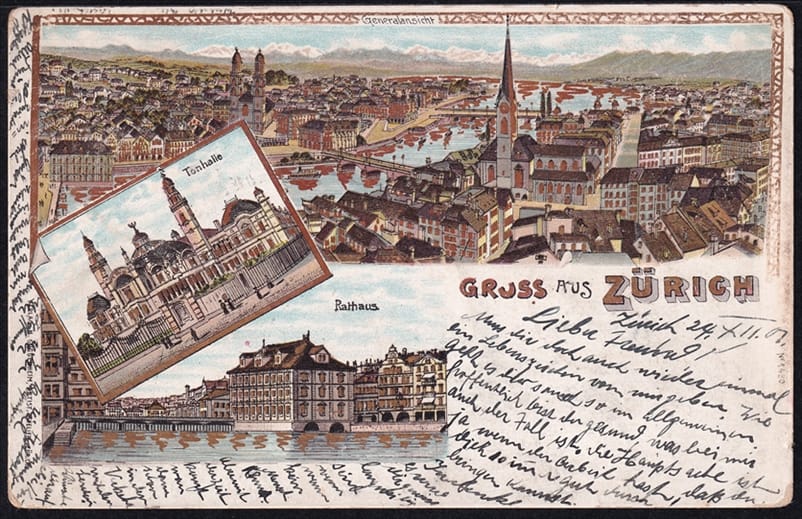 Lithokarten, Gruss aus Zürich