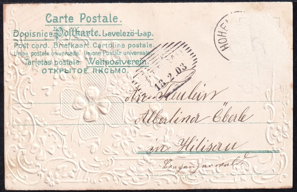 Lithokarten um 1900 - "Blumen, Klee" – Bild 2