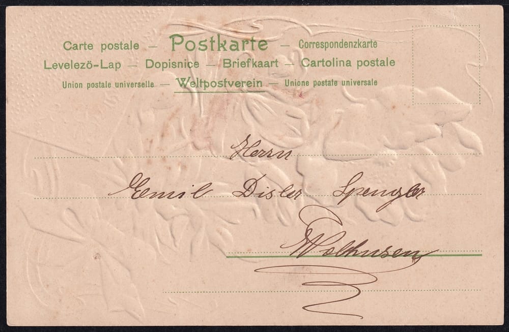 Lithokarten um 1900 - "Blumen ..." - ungelaufen – Bild 2