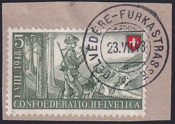 Schweiz, Abstempelungen, BELVEDERE-FURKAPASSSTRASSE, sauber auf Pro Patria Nr.38