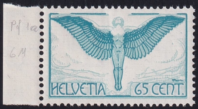 Schweiz Flugpost Pf. Nr. F10za hellblau/grünblau 2.01a postfrisch **