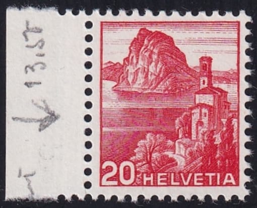 Schweiz 1938 SBK Nr. 215y.DP "Doppelprägung" postfrisch ** Bogenrand