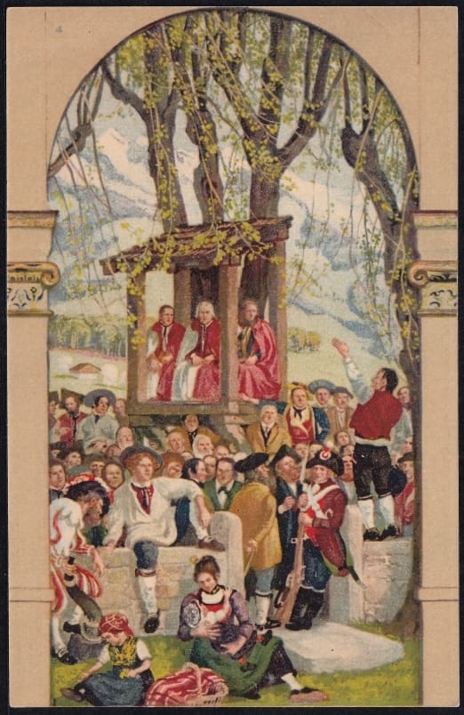 Schweiz Bundesfeierkarten 1918, Landsgemeinde Nr. 4 Kind auf Mutters Schoss 7 1/2 Rp., nicht gelaufen – Bild 2