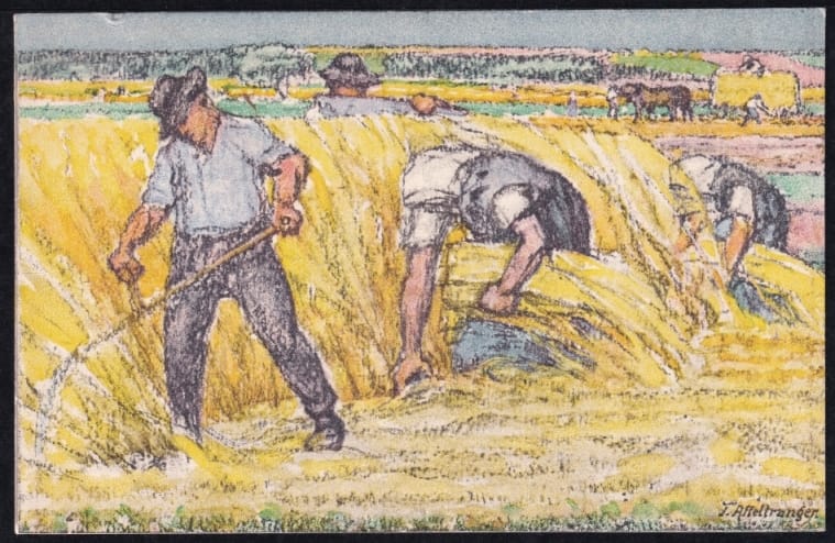 Schweiz Bundesfeierkarten 1920, Die Ernte 7 1/2 Rp., nicht gelaufen – Bild 2