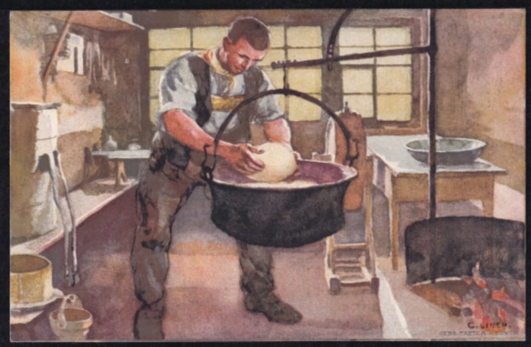 Schweiz Bundesfeierkarten 1920, Käser 7 1/2 Rp., nicht gelaufen – Bild 2