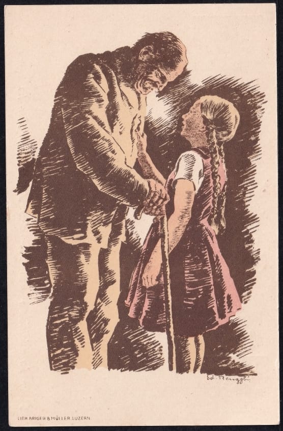 Schweiz Bundesfeierkarten 1928, Grossvater mit Mädchen 10 Rp., nicht gelaufen – Bild 2