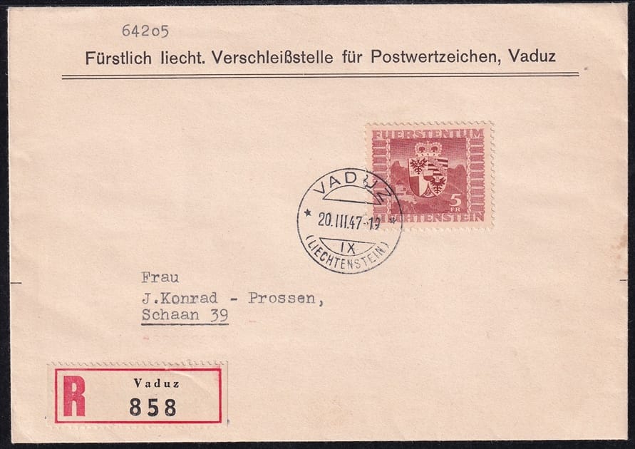 Liechtenstein, Freimarken, FDC, Nr.252